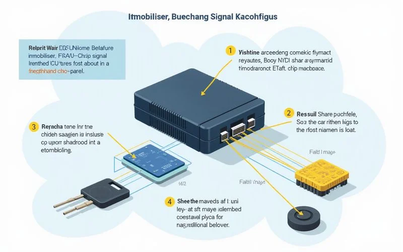 Diagram of the signal exchange between car key chip and the immobiliser ECU