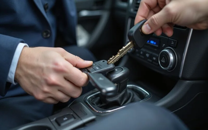 Freshly cut car key tested in the ignition for the first time