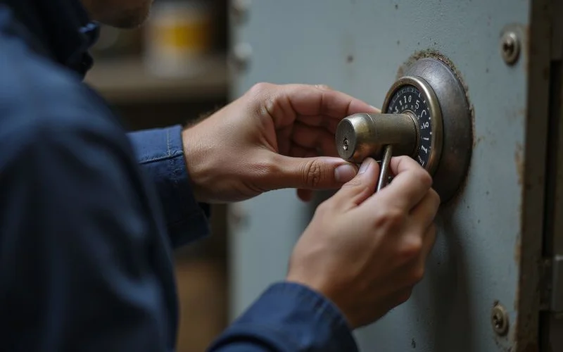 Locksmith working non-destructively on a safe dial