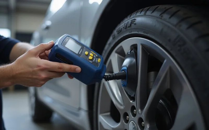 OBD-II programming device plugged into a car's diagnostic port