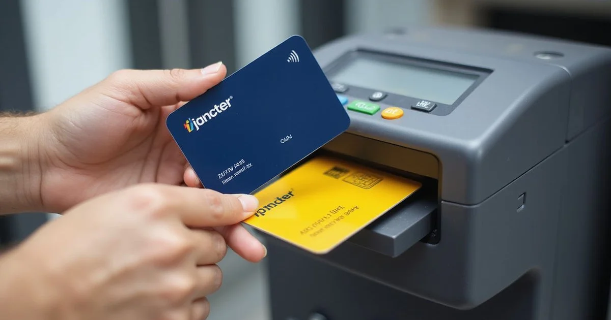 Two different access cards being inspected with a card reader
