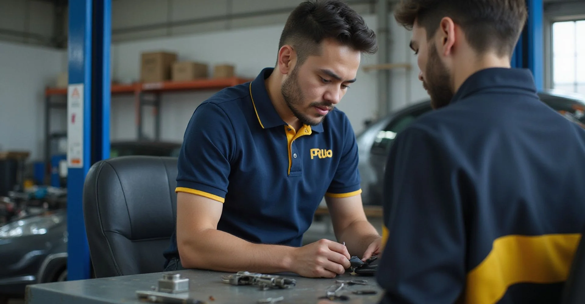 Locksmith Excel technician programming a car key remote in the Damansara Perdana workshop