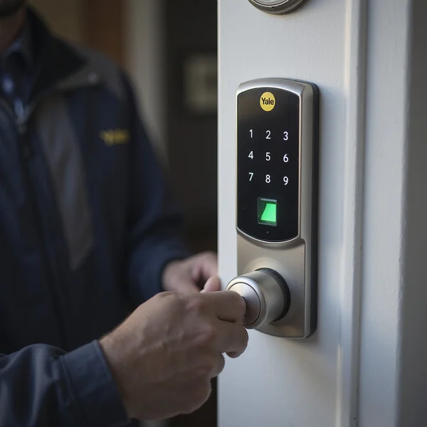 Yale digital smart lock installed on a Damansara Perdana condo door